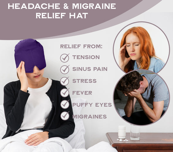 360° Migraine Relief Headache Cap – Hot & Cold Therapy Ice Pack Hat for Migraines, Stress, Fever & Dark Circles – For Women & Men