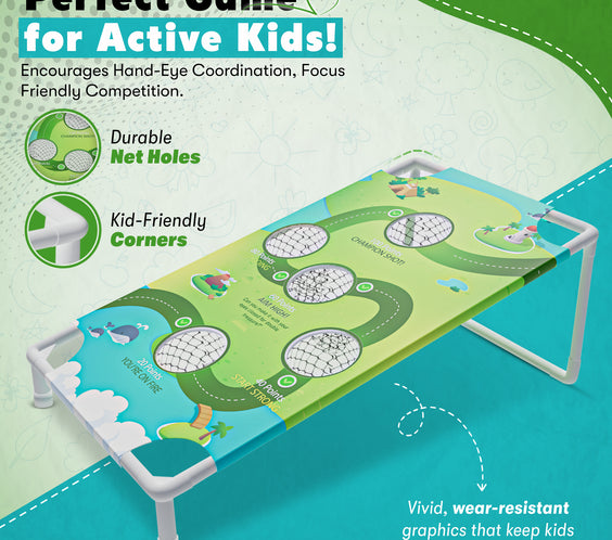 Portable Cornhole Board Game Set with Bean Bags & Toss Balls – 2-in-1 Outdoor Yard Game for Family Fun, Beach, Camping & Tailgate Parties – Includes Green & Blue Bean Bags