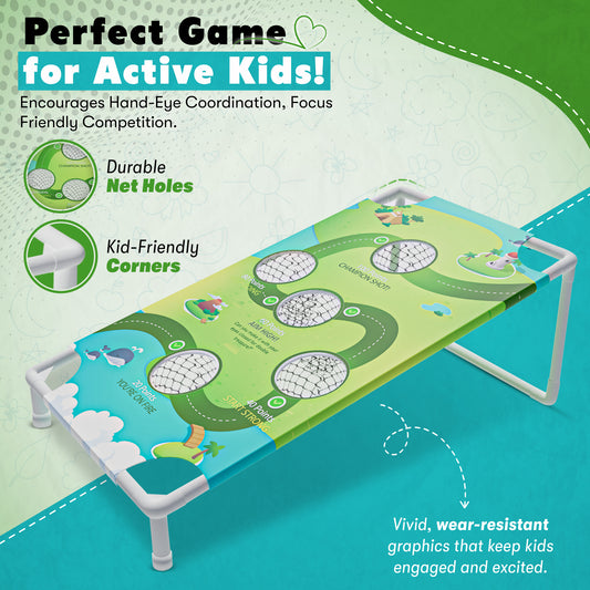 Portable Cornhole Board Game Set with Bean Bags & Toss Balls – 2-in-1 Outdoor Yard Game for Family Fun, Beach, Camping & Tailgate Parties – Includes Green & Blue Bean Bags