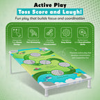 Portable Cornhole Board Game Set with Bean Bags & Toss Balls – 2-in-1 Outdoor Yard Game for Family Fun, Beach, Camping & Tailgate Parties – Includes Green & Blue Bean Bags