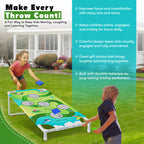 Portable Cornhole Board Game Set with Bean Bags & Toss Balls – 2-in-1 Outdoor Yard Game for Family Fun, Beach, Camping & Tailgate Parties – Includes Green & Blue Bean Bags