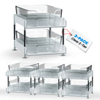 Unique Gifts By Leticia 2-Pack & 3-Pack Clear 2-Tier Under Sink Organizer – Stackable Pull-Out Storage Bins for Bathroom