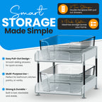Unique Gifts By Leticia 2-Pack & 3-Pack Clear 2-Tier Under Sink Organizer – Stackable Pull-Out Storage Bins for Bathroom