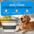 Airtight Collapsible Pet Food Storage Container – Holds Up to 13lb of Dry Dog or Cat Food, with Wheels, Scoop & Travel Bowl for Easy Feeding & Storage - Unique Gifts By Leticia