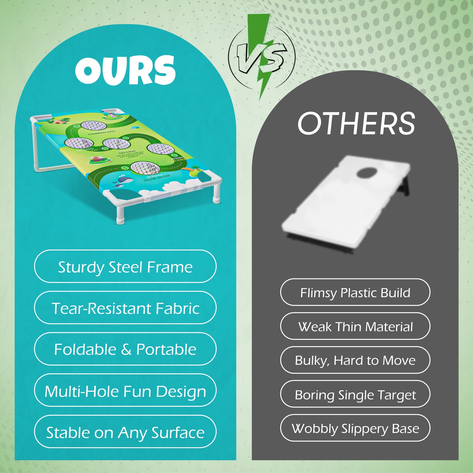 Cornhole Game Portable 2‑in‑1 Board Set with Bean Bags & Toss Balls - Unique Gifts By Leticia
