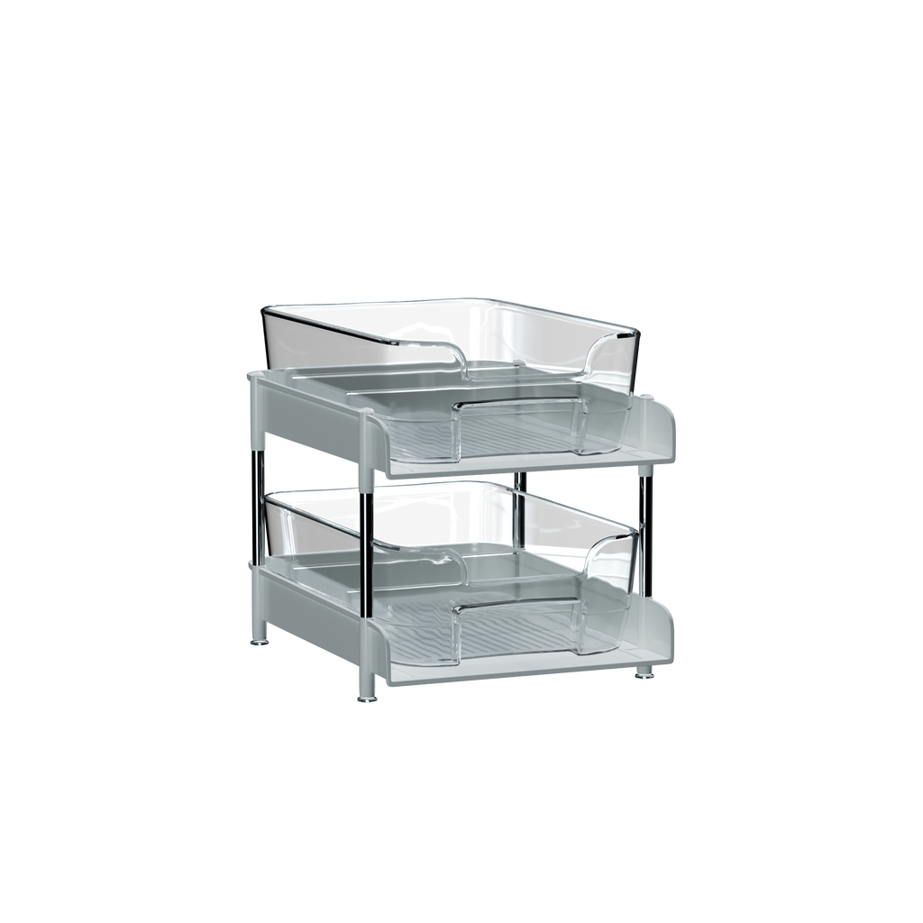 Unique Gifts By Leticia 2-Pack & 3-Pack Clear 2-Tier Under Sink Organizer – Stackable Pull-Out Storage Bins for Bathroom