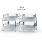 Under Sink Organizer 2 - Pack 2 - Tier Expandable Storage Rack with Sliding Drawers for Kitchen & Bathroom Cabinet Organization | Space Saving Shelf Organizer - Unique Gifts By Leticia